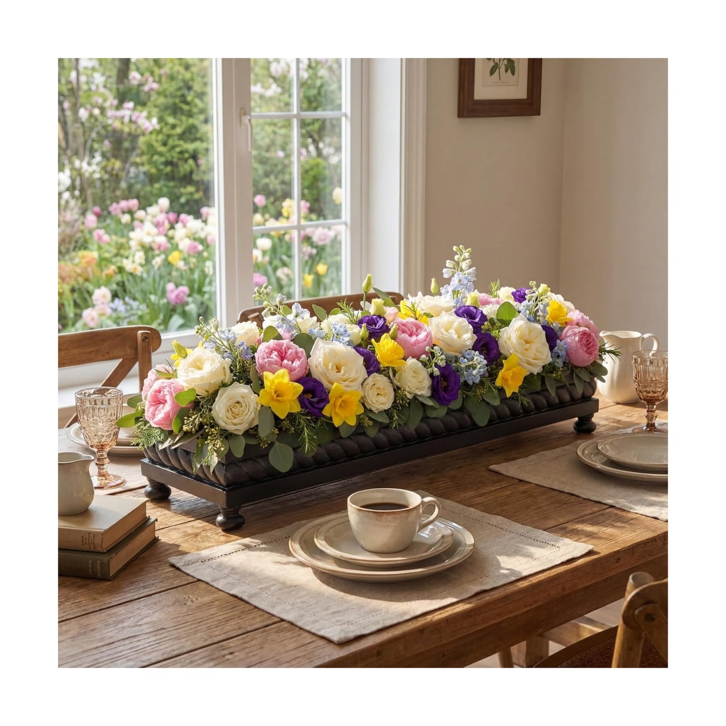 Spring Decorative Wooden Tables Centerpiece Tray / Black / Set of 24