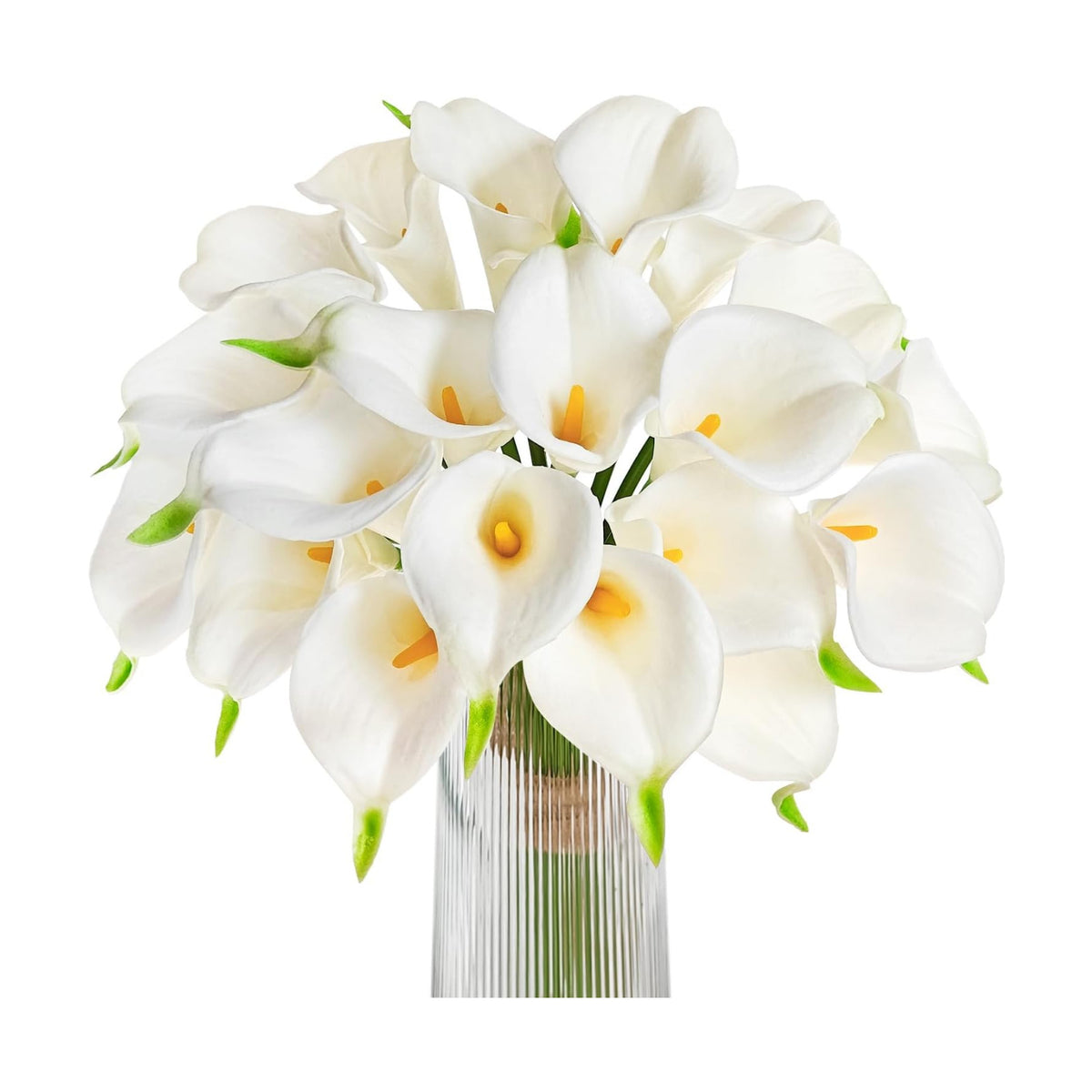 Letjolt Artificial Calla Lily Flowers, Yellow White, 20Pcs