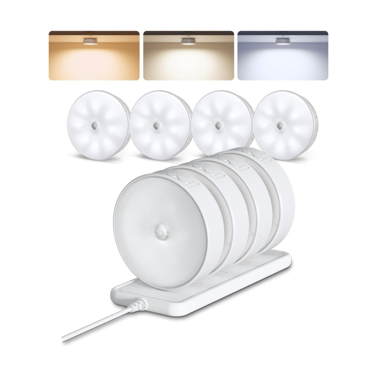 EZVALO 8 Pack Motion Sensor Closet Lights with Charging Station, 1200mAh Rechargeable LED Night Lights, Under Cabinet