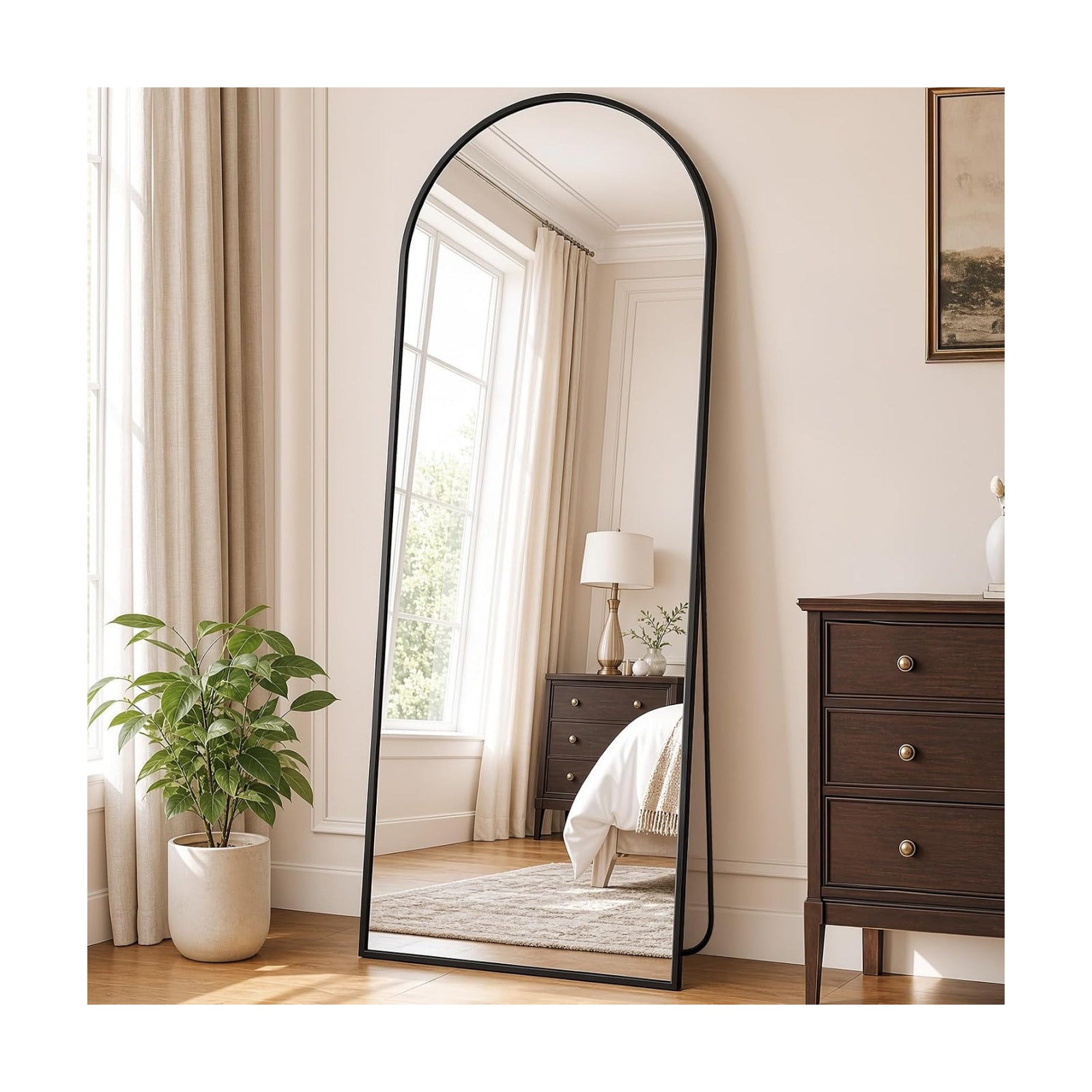 DUMOS 64"x21" Arched Full Length Mirror with Stand, Full Body Floor Mirror