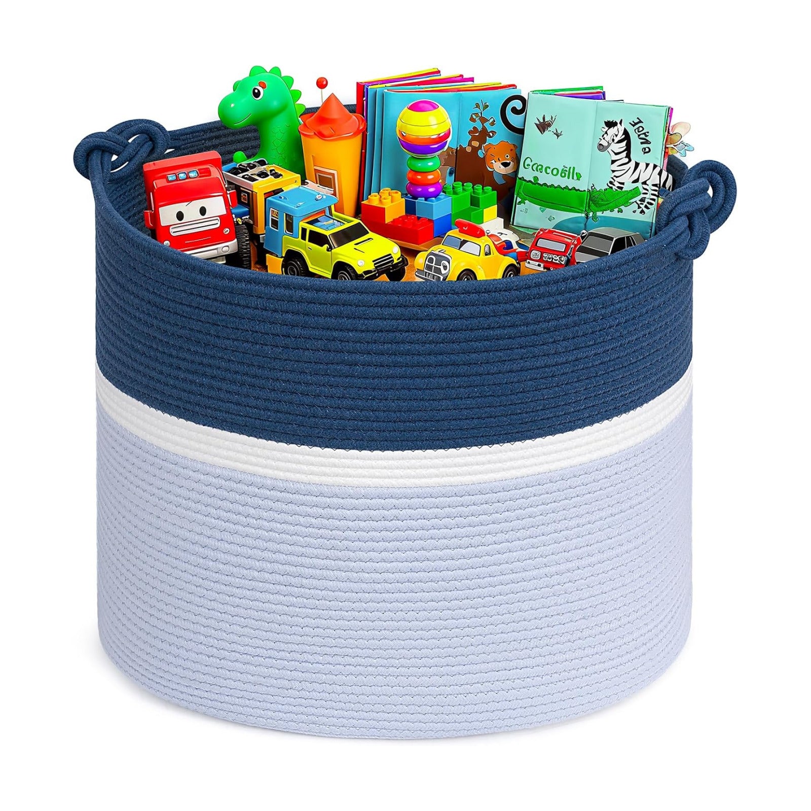 Baby Boy Gifts Basket for Nursery Playroom / Blue / 17 x 16