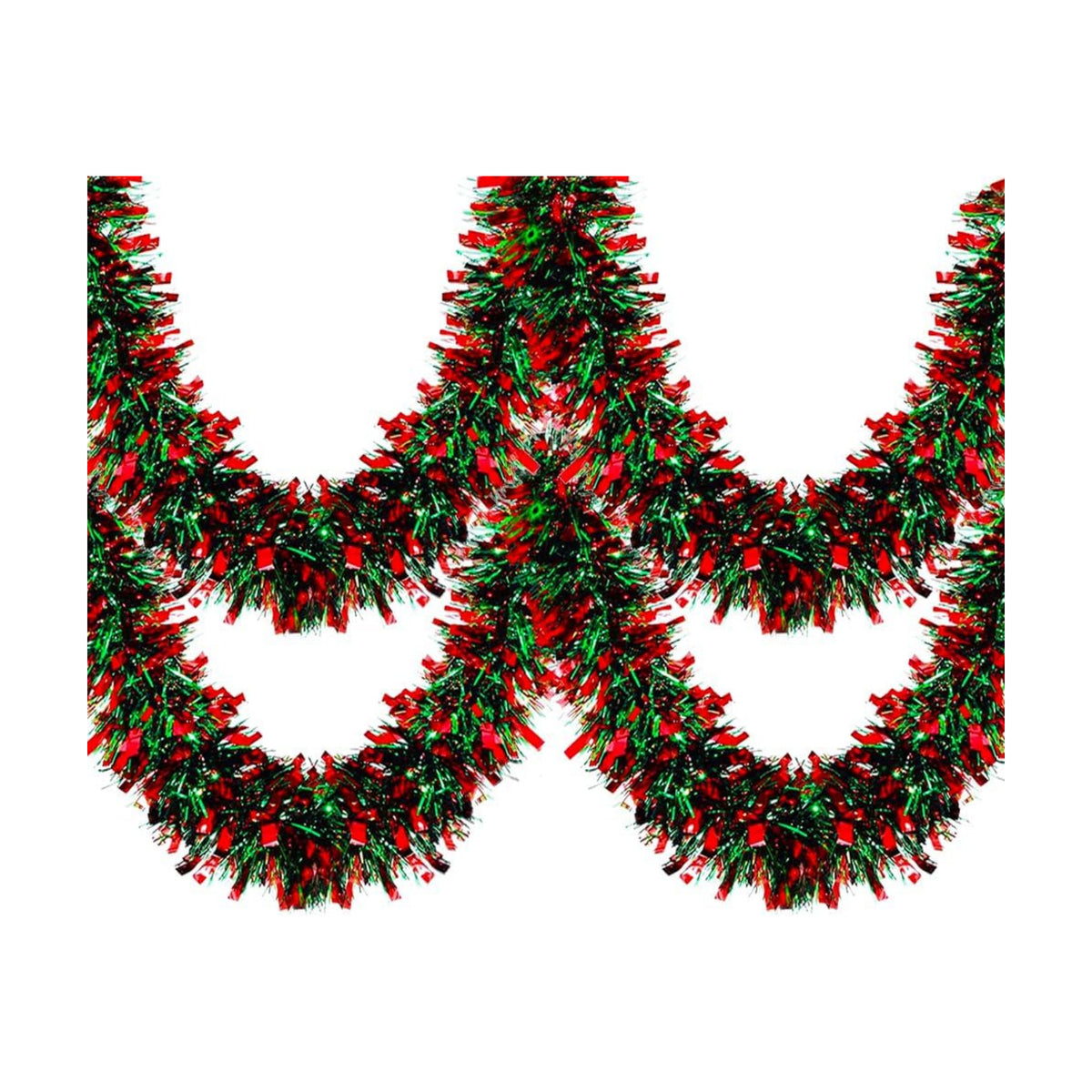 66Ft Christmas Tinsel Garland Shiny Thick Red and Green Tinsel Decor Xmas Tree Decorations Metallic Twist Foil Garland for Christmas St Patricks Day Birthday Holiday Party Supplies
