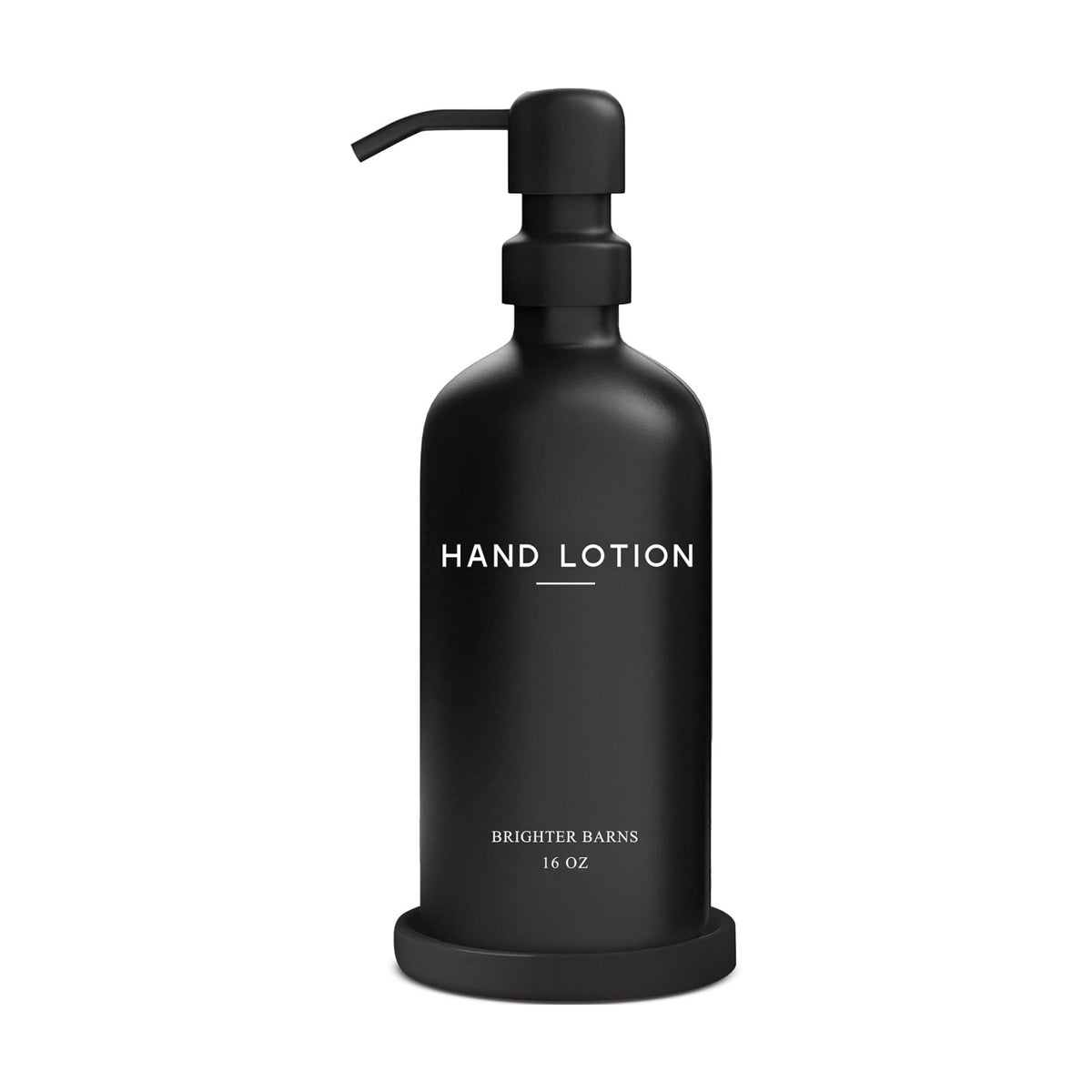 Black Glass Lotion Dispenser with Pump by Brighter Barns - Hand Lotion Dispenser Bathroom Set & Tray - Modern Bathroom