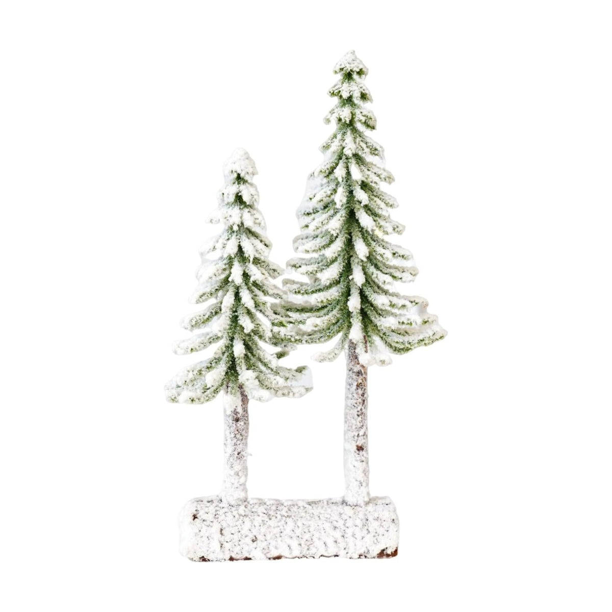 Mini Christmas Trees, Snow Frost Trees with Wood Base Bottle Brush Trees Plastic Winter Snow Ornaments Tabletop Artificial Trees for Christmas Party Home Decoration (B)