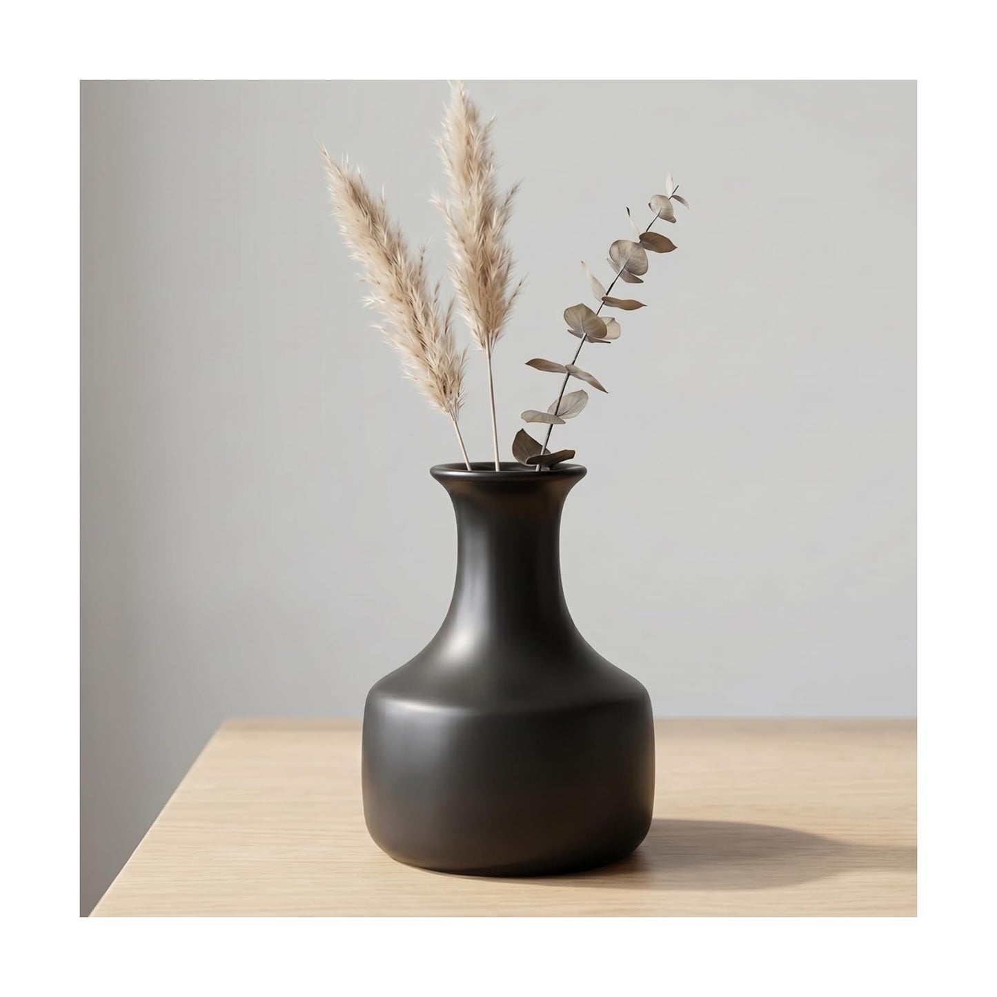 Ceramic Vase / Small Modern Flower Vase / Black / 7 Inch