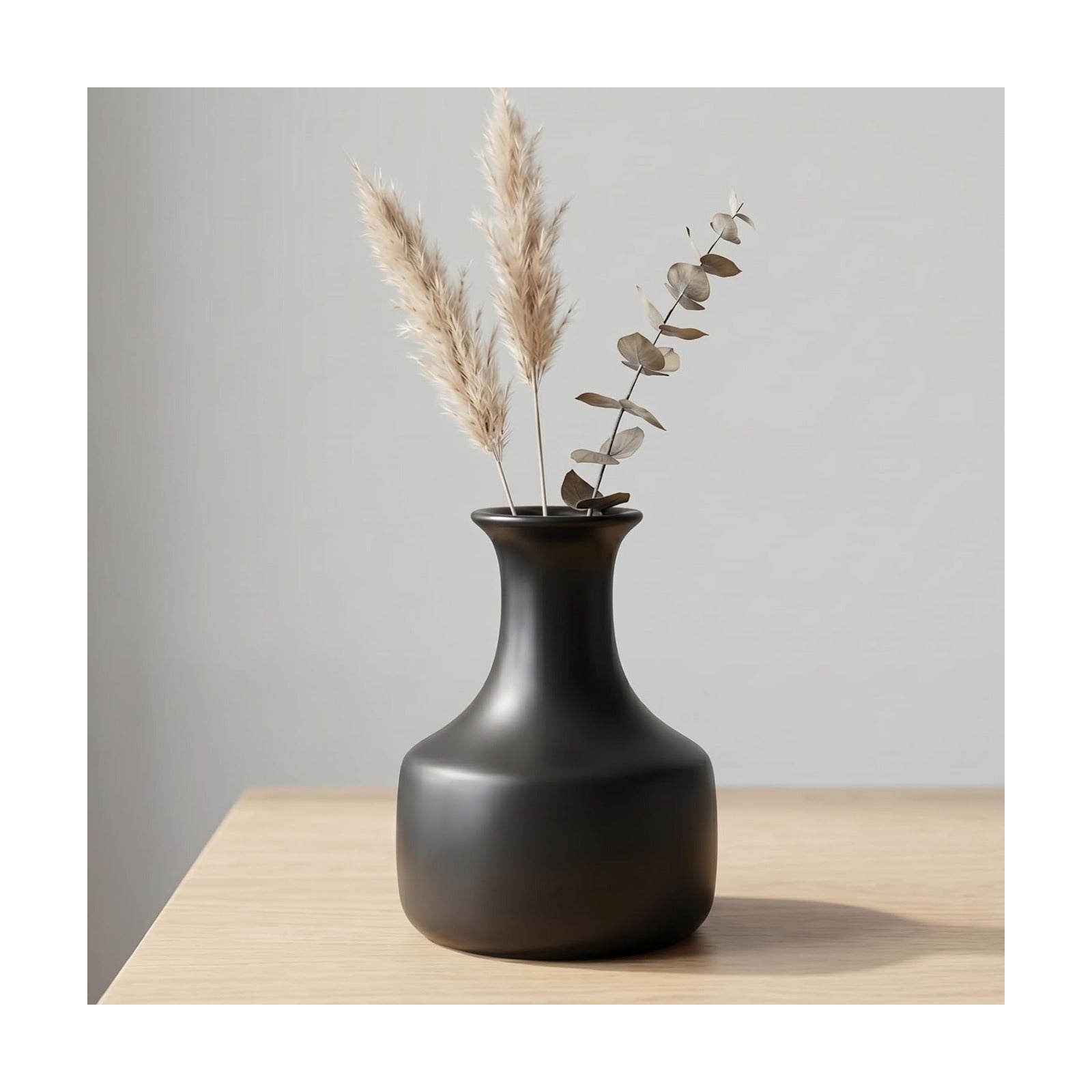 Ceramic Vase / Small Modern Flower Vase / Black / 7 Inch