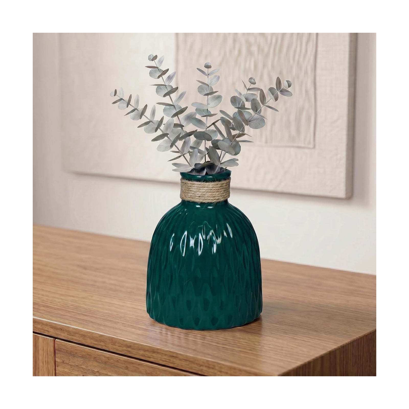 Modern Ceramic Vase for Flowers / Dark Green / 6 Inch