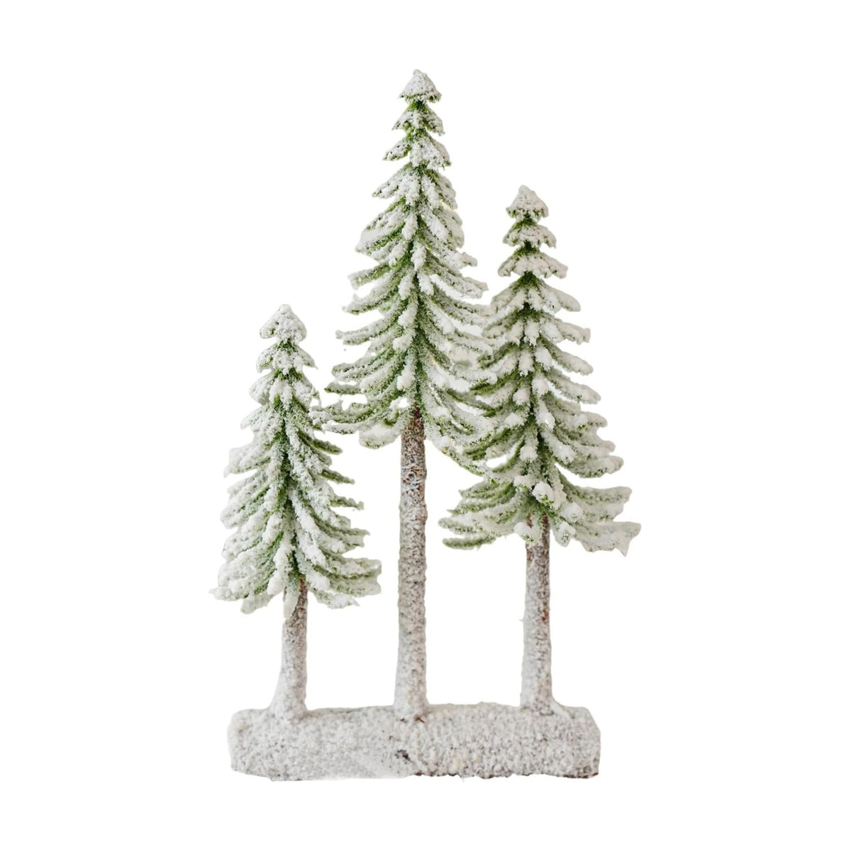 Mini Christmas Trees, Snow Frost Trees with Wood Base Bottle Brush Trees Plastic Winter Snow Ornaments Tabletop Artificial Trees for Christmas Party Home Decoration (C)