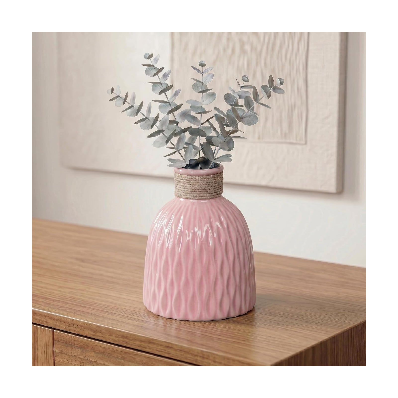 Modern Vases / Small Ceramic Vases for Flowers / Pink / 6 Inch