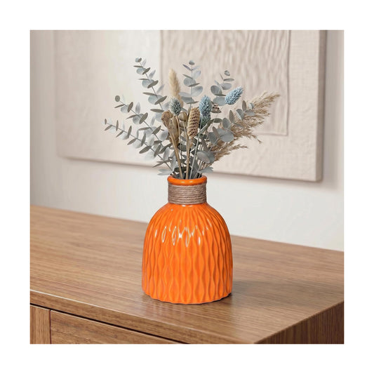 Ceramic Vase / Small Ceramic Flower Vase / Orange / 6 Inch