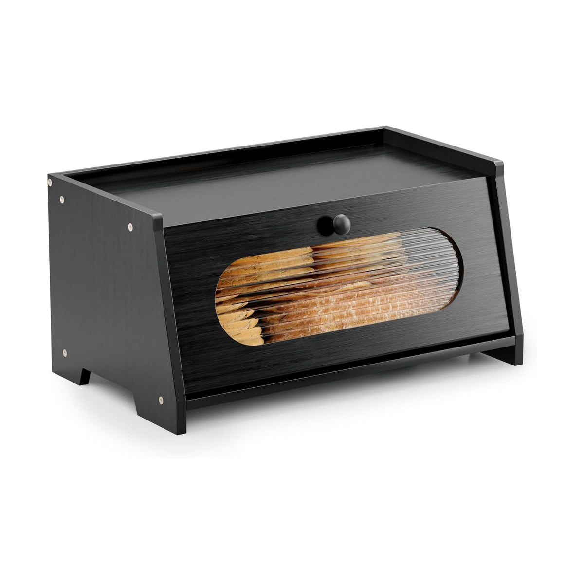 Black Bread Box for Kitchen Countertop,Large Capacity Kitchen Countertop Organizer,Bread Storage with Acrylic Window