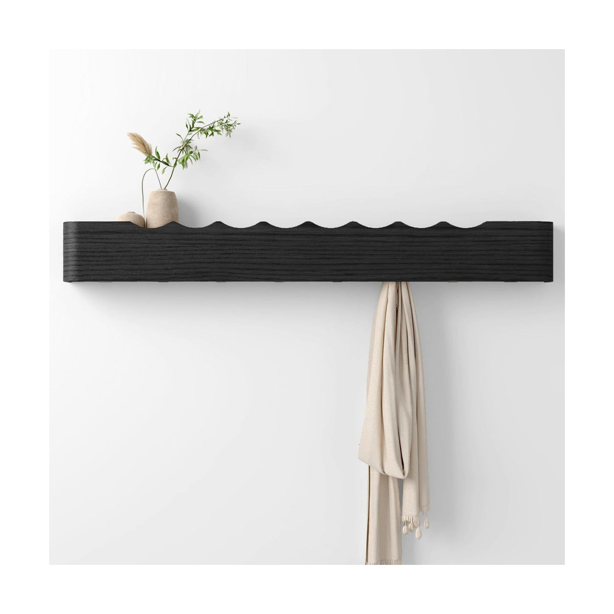 Coat Rack Wall Mount with Hidden Hooks, Wall Hooks with Shelf, Wall Key Holder Mount Wooden Shelf Entryway Hooks for