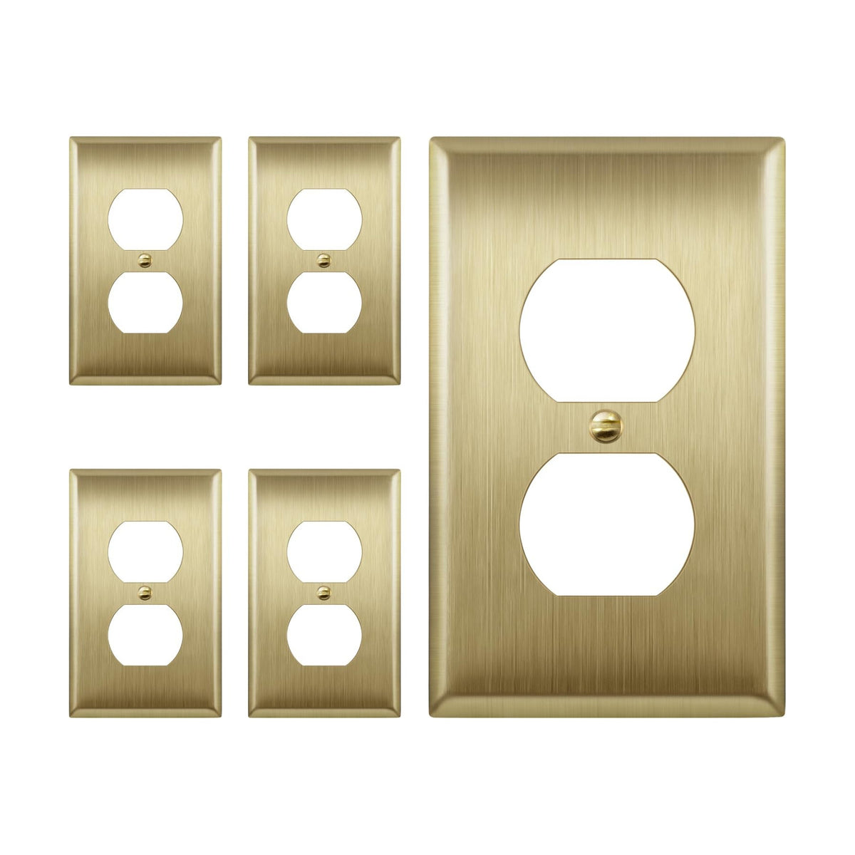 ENERLITES Duplex Receptacle Metal Wall Plate, Outlet Cover, Corrosion Resistant, Size 1-Gang 4.50" x 2.76", Stainless