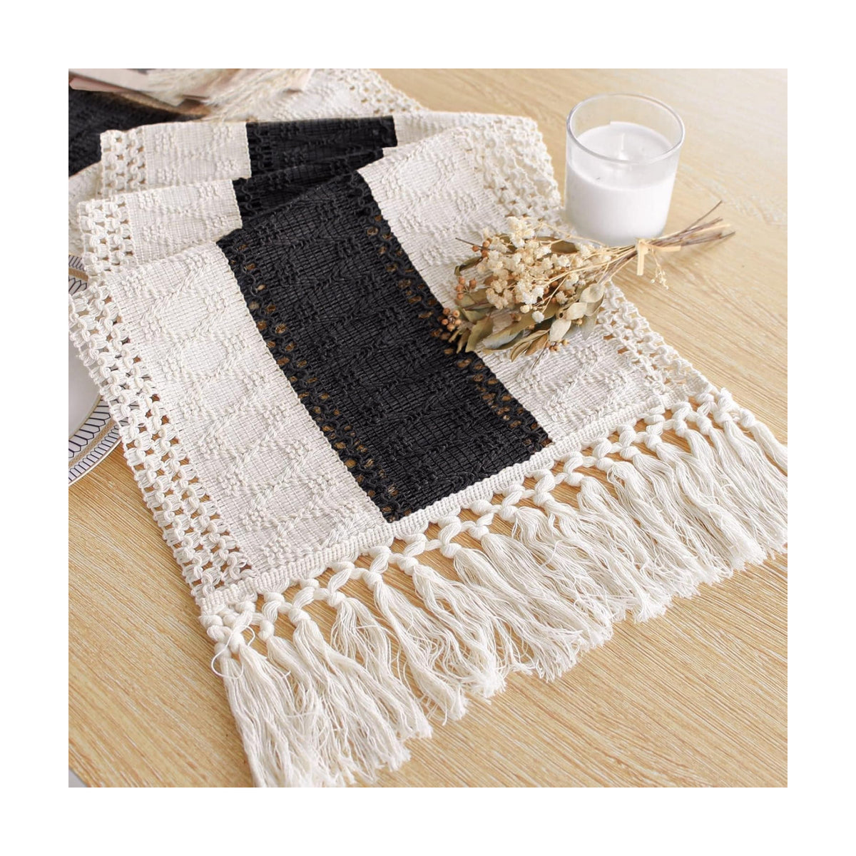 FEXIA Farmhouse Table Runner for Home Decor 12x36 Black Fall Home Decor