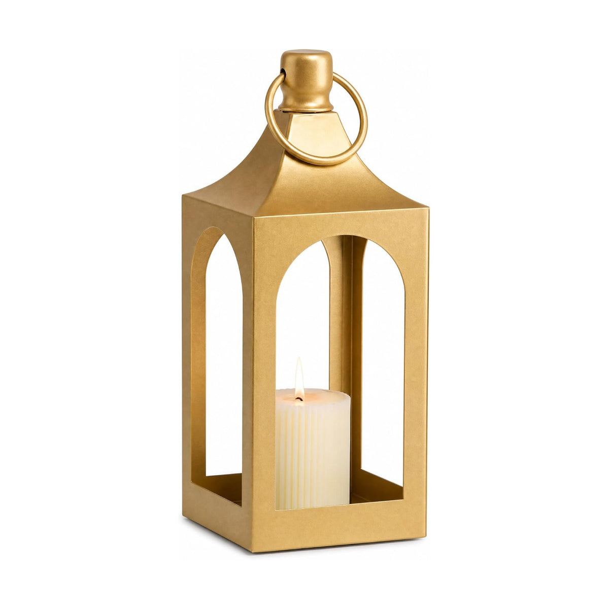 MOZEAL 15" Medium Grace Spire Hanging Lantern - Gold Heavy Metal No Glass - in/Out Use, for