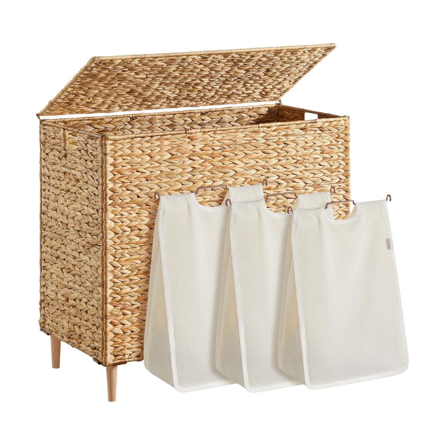 47.5 Gal. Handwoven Water Hyacinth Wicker Laundry Basket / 180 L / Natural