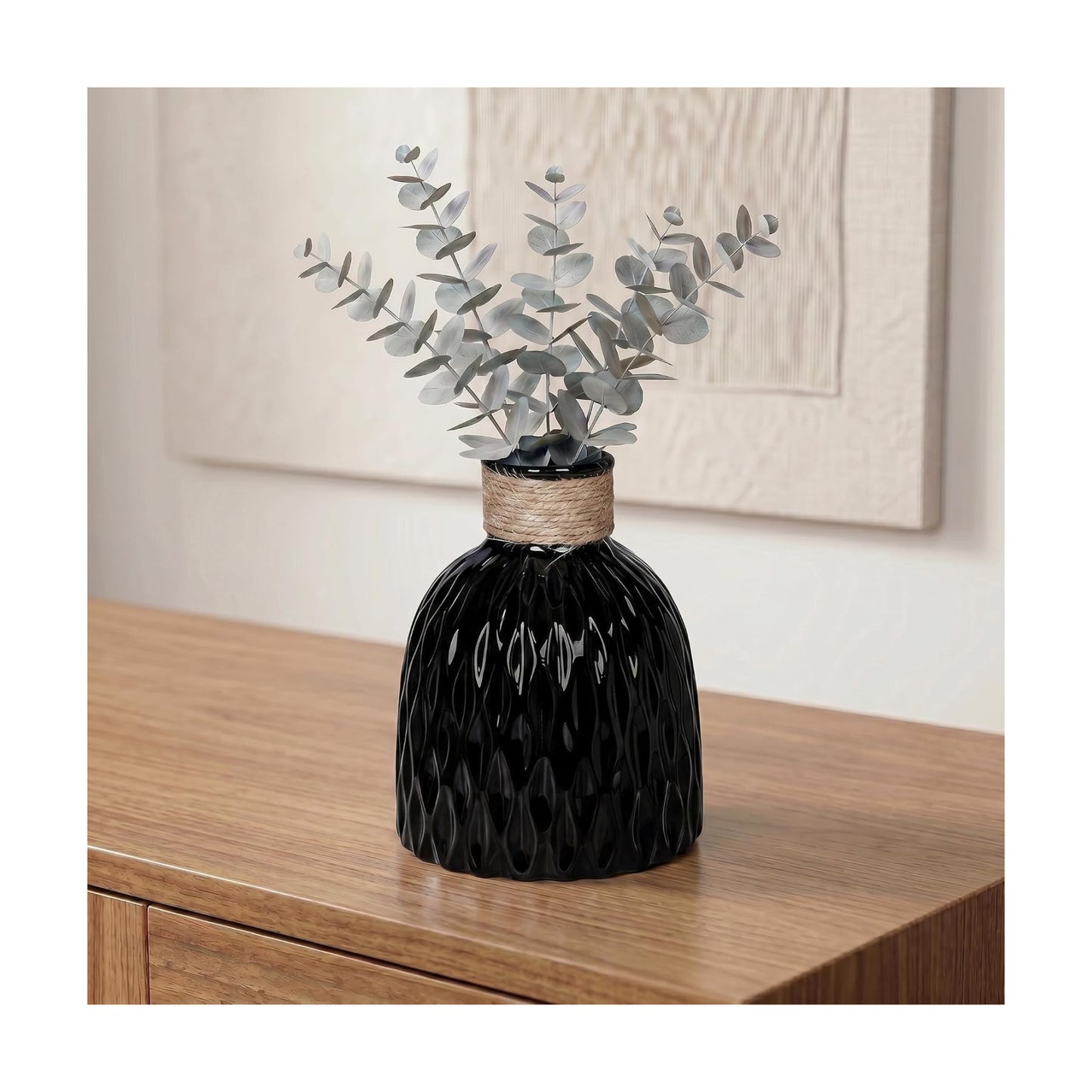 Ceramic Vase for Flowers / Black / 6 Inch