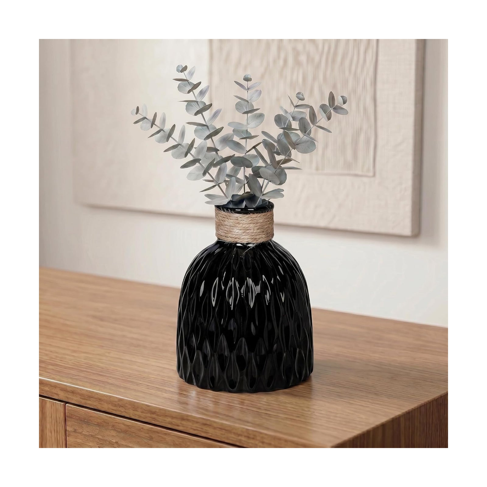 Ceramic Vase for Flowers / Black / 6 Inch