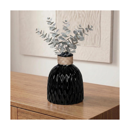 Ceramic Vase for Flowers / Black / 6 Inch