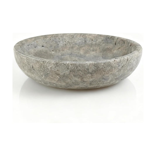 7.8" Modern Natural Stone Centerpiece for Industrial Home Decor / Silver-gray