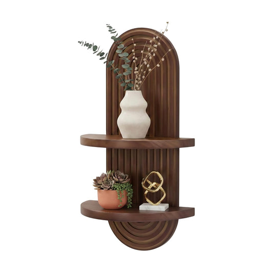 Arched Mid Century Art Boho Decor Design Floating Shelves / 22 x 11.8 / Walnut
