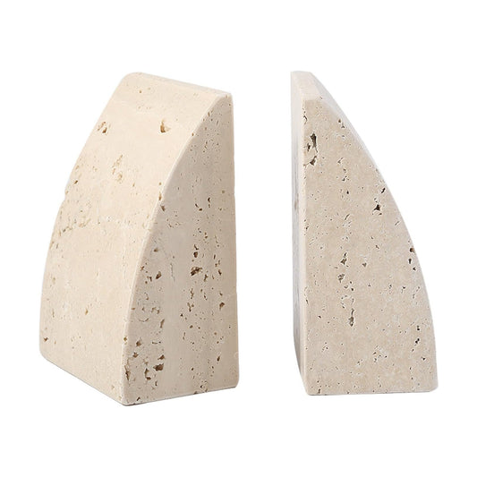 Travertine Bookends / Non-Slip Heavy Duty Book Stopper / Sail-travertine