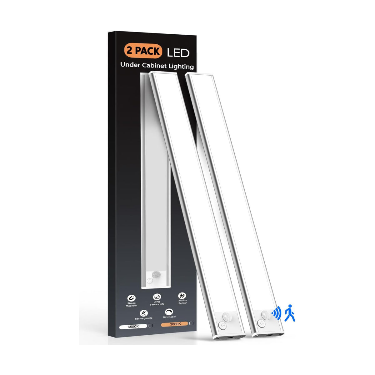 VerRon 14inch Under Cabinet Lighting Rechargeable 2-Pack | 3200mAh Rechargeable Under Cabinet Lights Wireless, LED