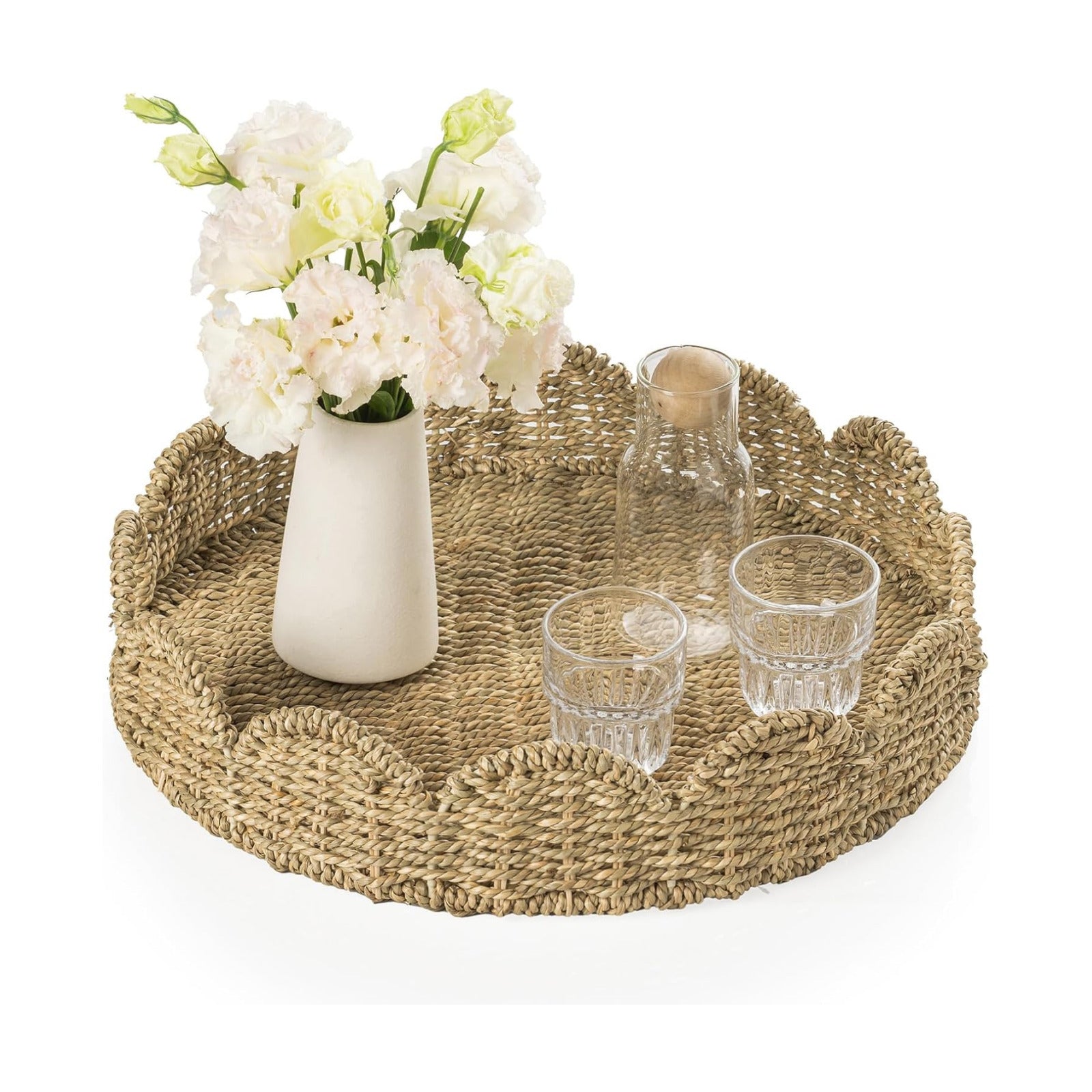 Wicker Tray / Round Wicker Basket / Seagrass-round / Set of 17
