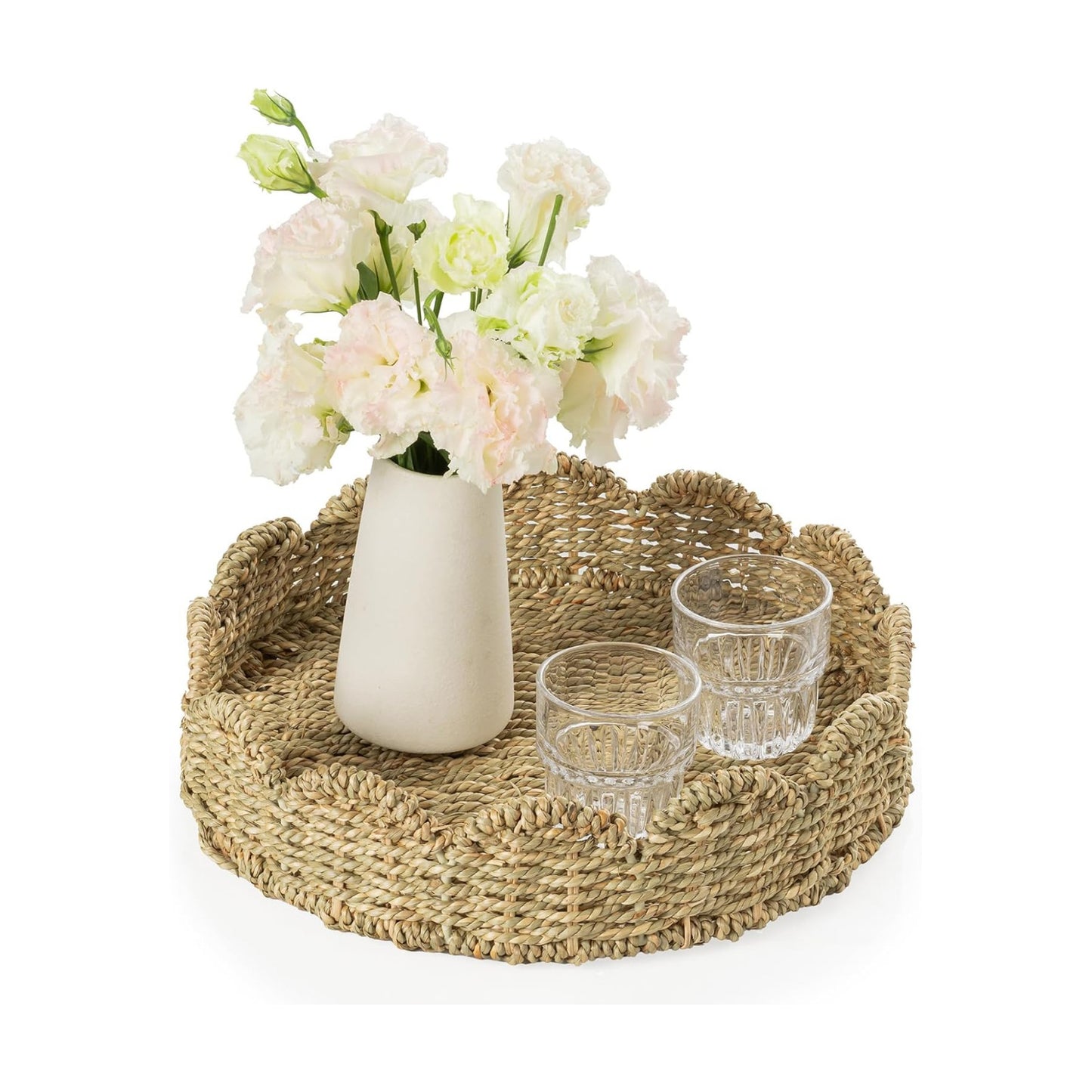 Wicker Tray / Round Wicker Basket / Seagrass-round / Set of 13