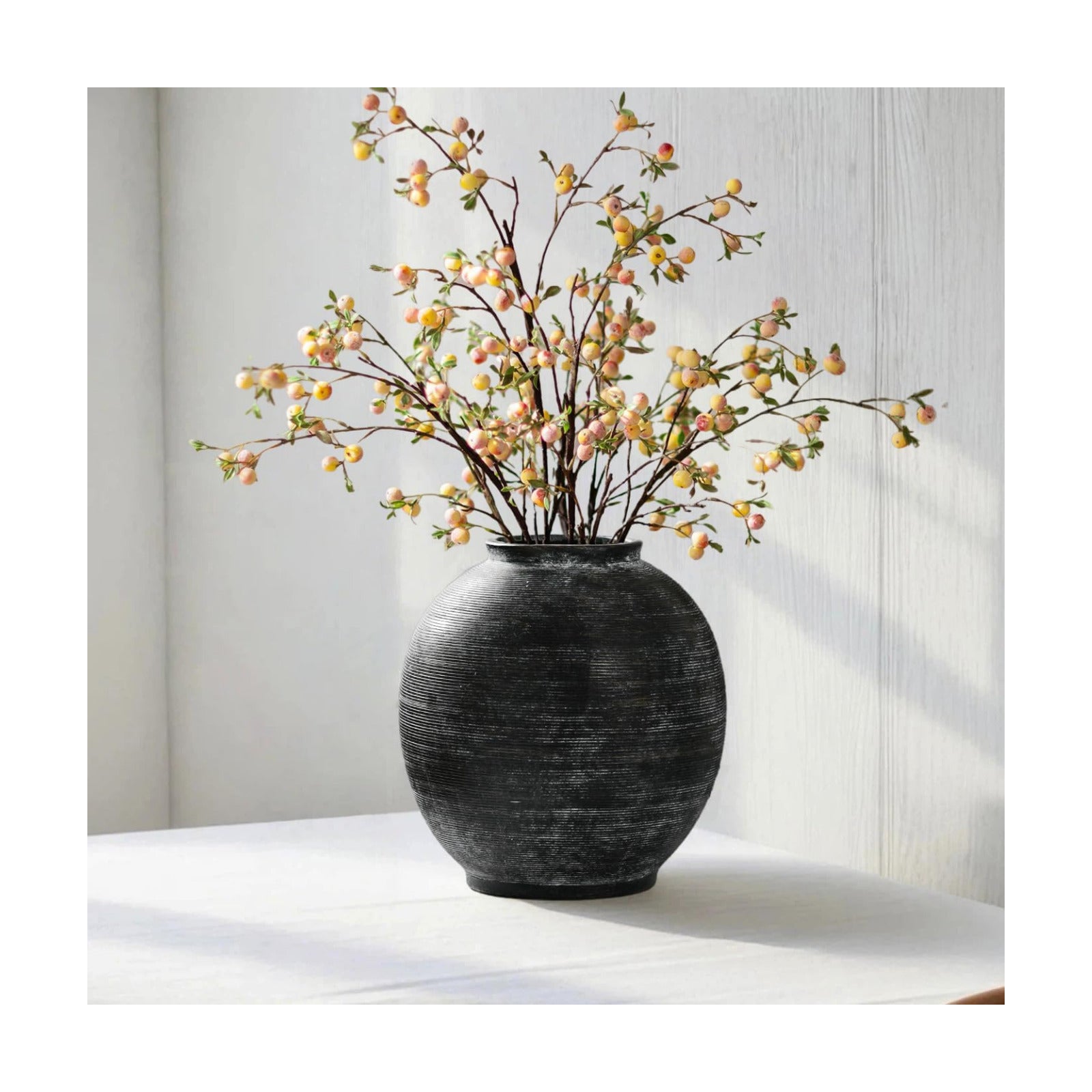 Farmhouse Table Vase / 10.8"-oval / Deep Charcoal Black-10.8