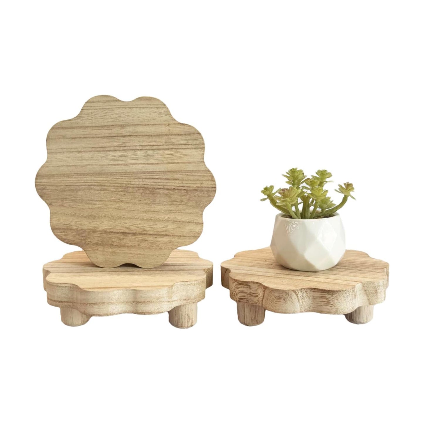 Wooden Stands / Removable Feet Farmhouse Rustic Decor / Light Brown / 5.9 Inch / Set of 3