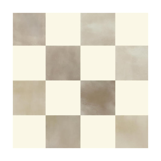 Checkered Wallpaper Peel and Stick Neutral Mosaic Checkered Contact / 17.3 x 236 / Brown and Beige
