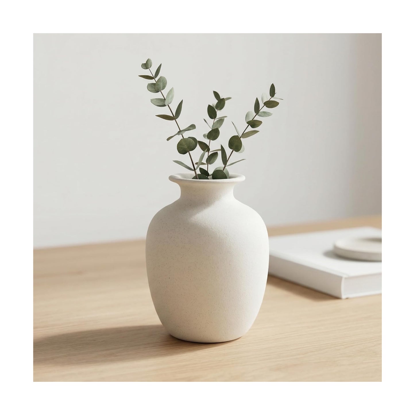 Boho Vases / Ceramic Vase for Flowers / Beige / 7 Inch