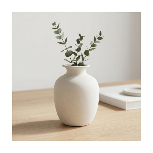 Boho Vases / Ceramic Vase for Flowers / Beige / 7 Inch