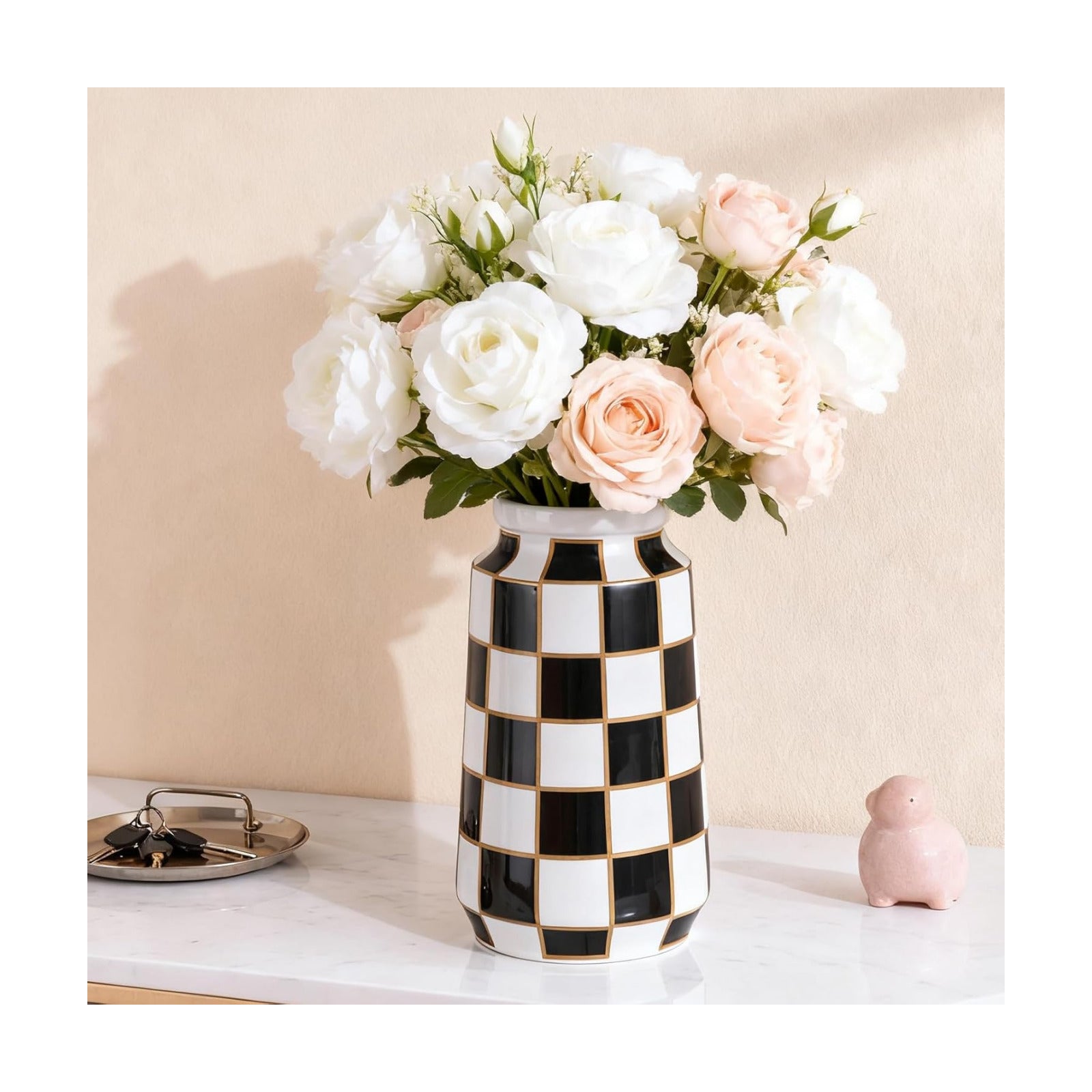 White Ceramic Vase / Black