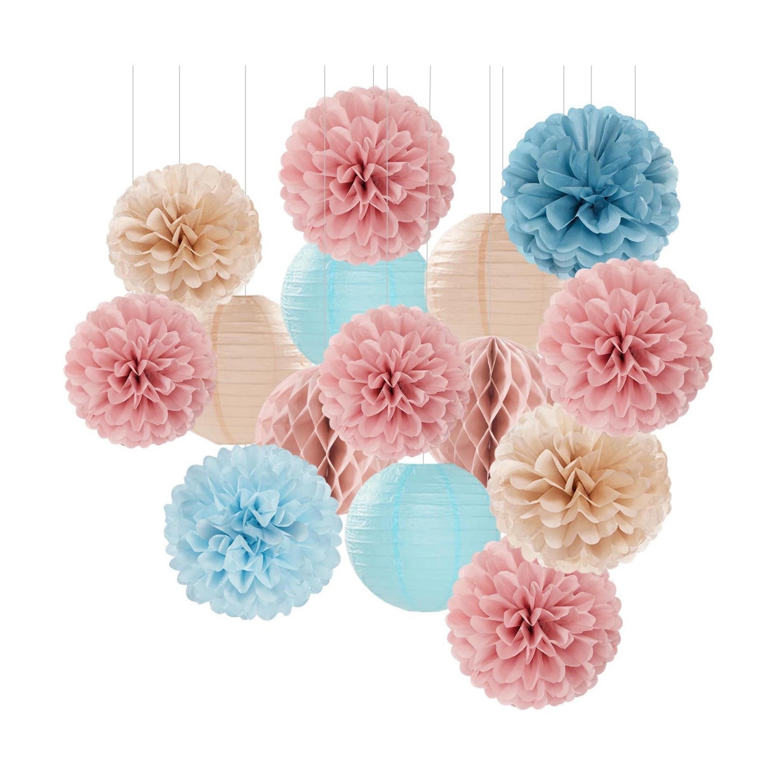 Party-Decorations Paper Lanterns / Dusty-blue Pink