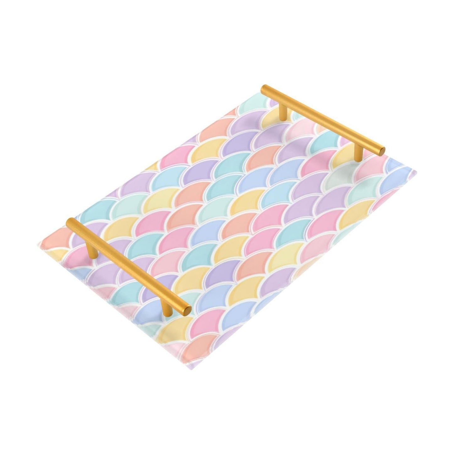 Serving Tray / Handles Bathroom Tray Vanity Trays / Rainbow Mermaid Scale