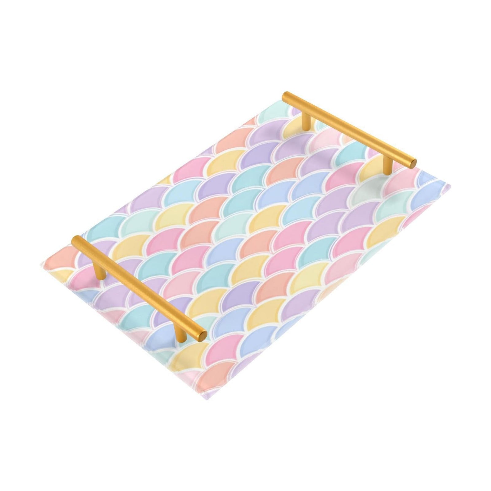 Serving Tray / Handles Bathroom Tray Vanity Trays / Rainbow Mermaid Scale