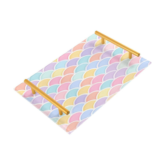 Serving Tray / Handles Bathroom Tray Vanity Trays / Rainbow Mermaid Scale