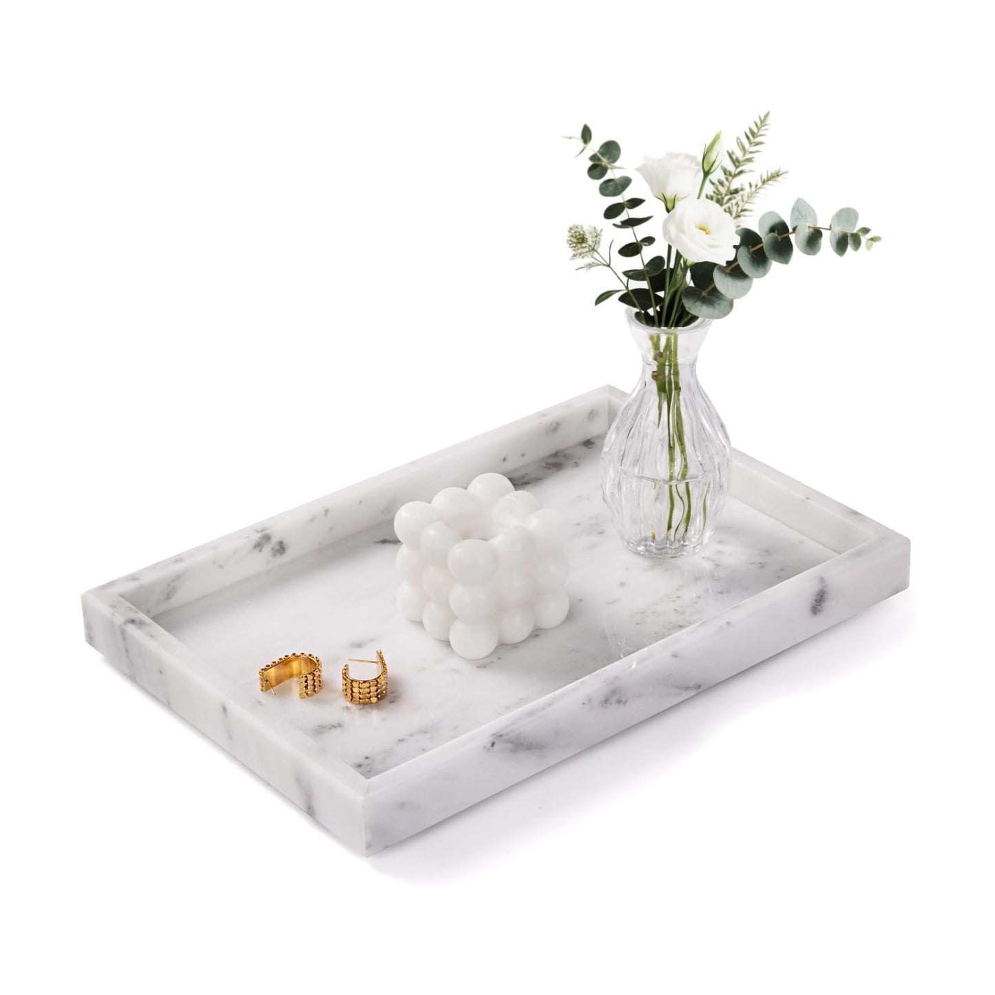 Marble Tray / Bathroom Tray for Countertop / Starry White