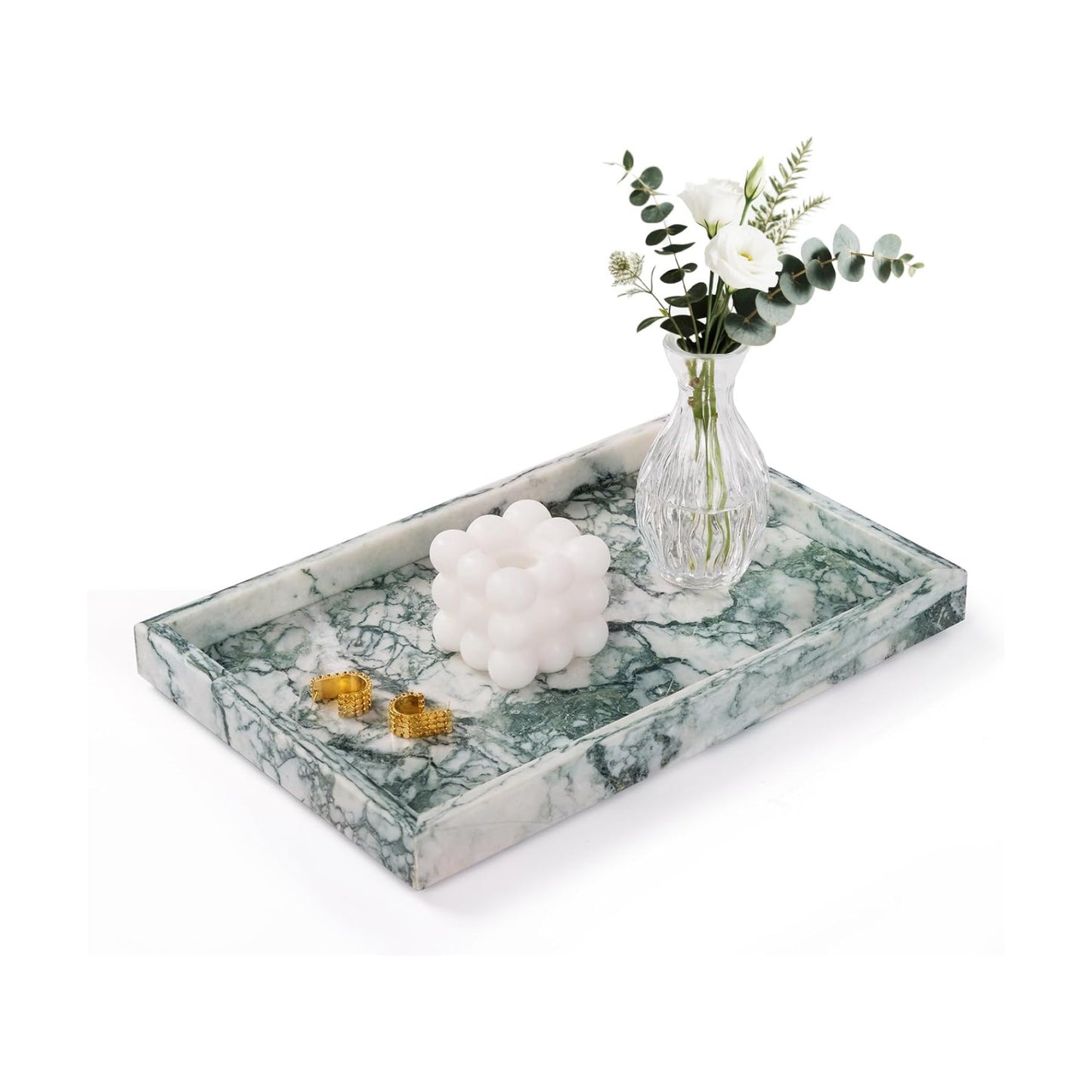 Marble Bathroom Tray for Countertop & Home Decor / Jade Green