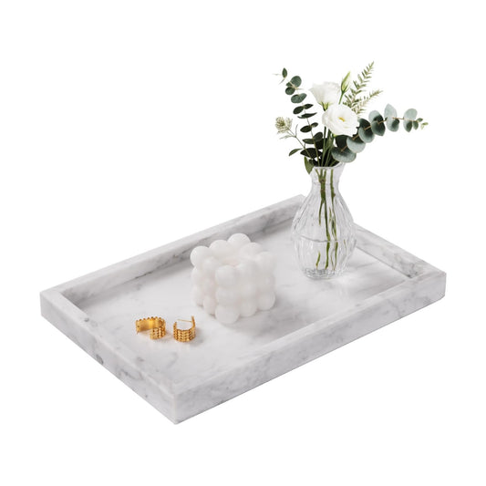 Marble Bathroom Tray for Countertop & Home Decor / White