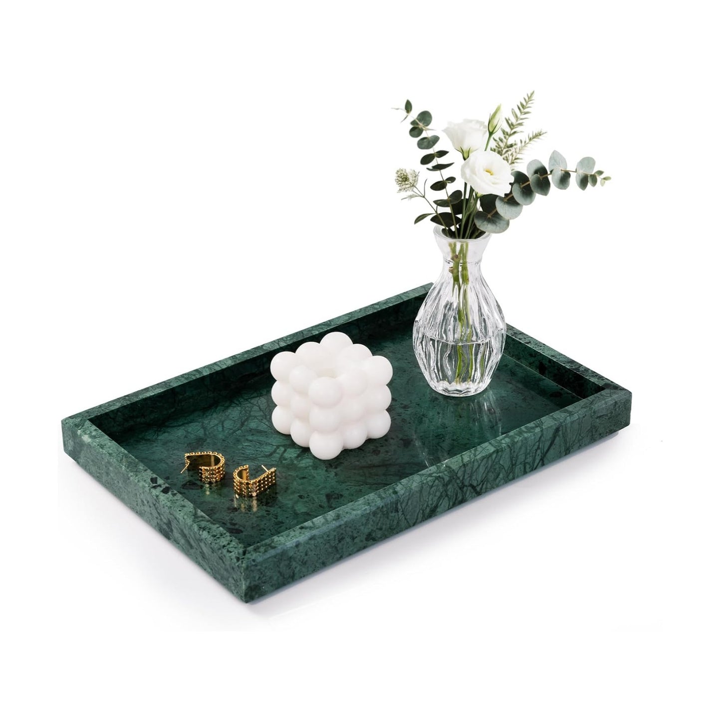 Marble Bathroom Tray for Countertop & Home Decor / Green
