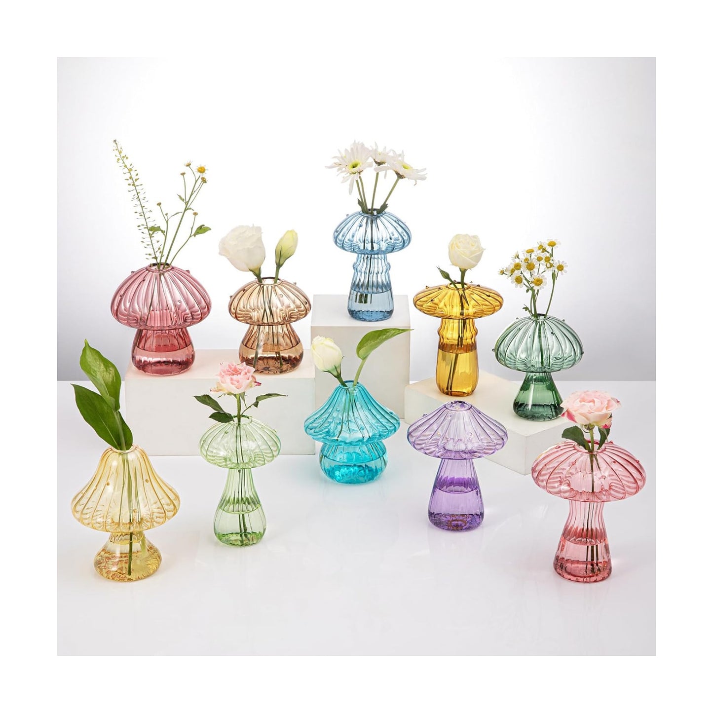 Mushroom Glass Vases / Set of 10