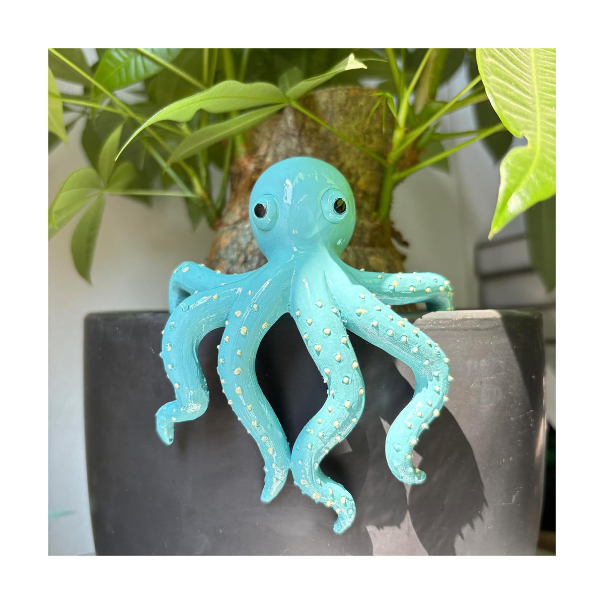Octopus Figure Plant Pot Hanger, Flower Pot Hugger, Resin Tortoise Statue, Funny Pot Huggers for Planters, Cute Climbing Animal Flower Pot Hugger, Garden Fence Balcony Patio Yard (Octopus)