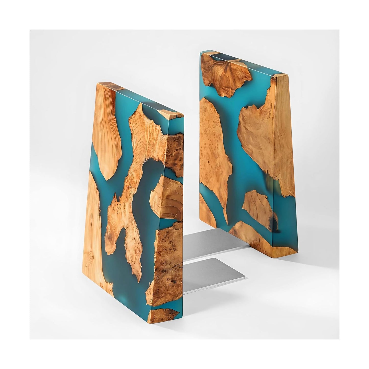 Wood Bookends / Decorative Book / Blue