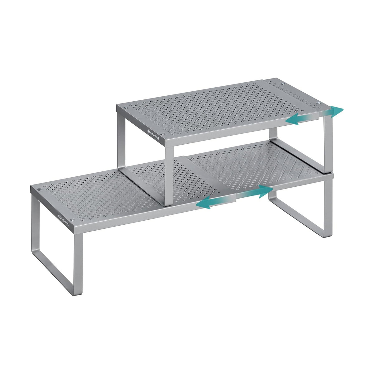 SONGMICS Spice Rack, Expandable Kitchen Countertop Shelf, Steel | Set of 2 small cupboard organizers, space-saving
