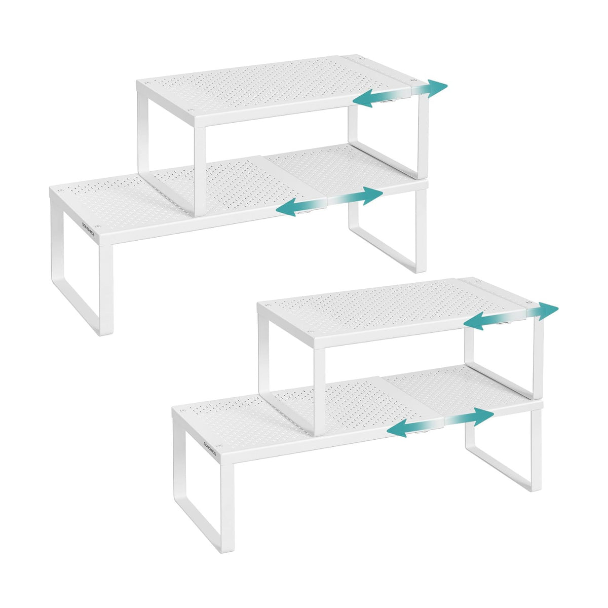 SONGMICS Spice Rack, Expandable Kitchen Countertop Shelf, Steel | Set of 4 small cupboard organizers, space-saving