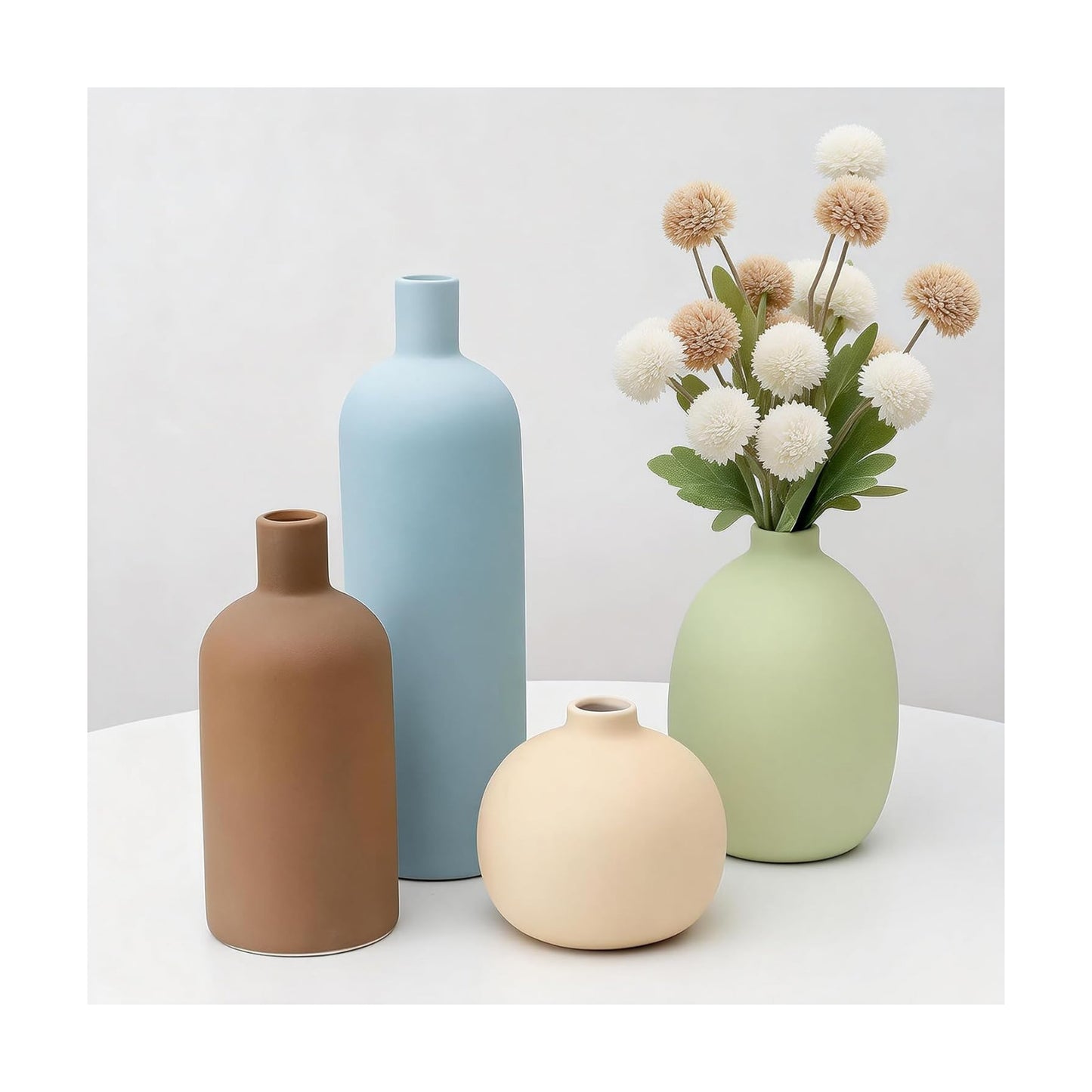 Ceramic Vase / Rustic Decorative Flowers Vases for Bouquet / Minimalist Mix / Set of 4