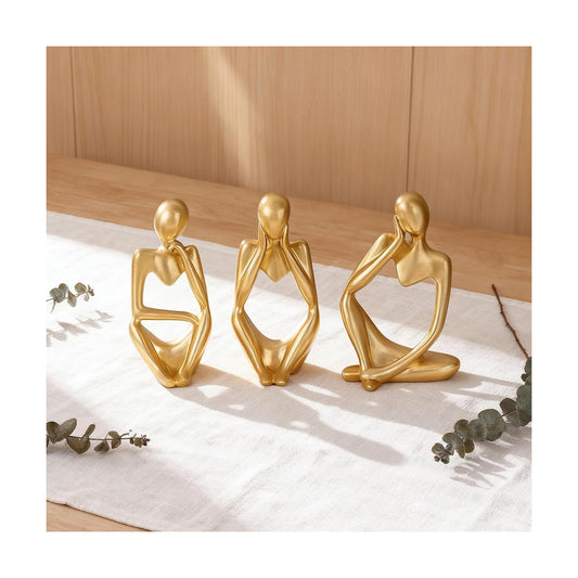 Abstract Thinker Statue / Gold / Short3 / Set of 3
